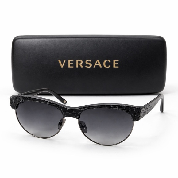 Versace MOD 4222 Cat Eye Sunglasses Black Croc NWOT w Case COA Italy?? main image 4